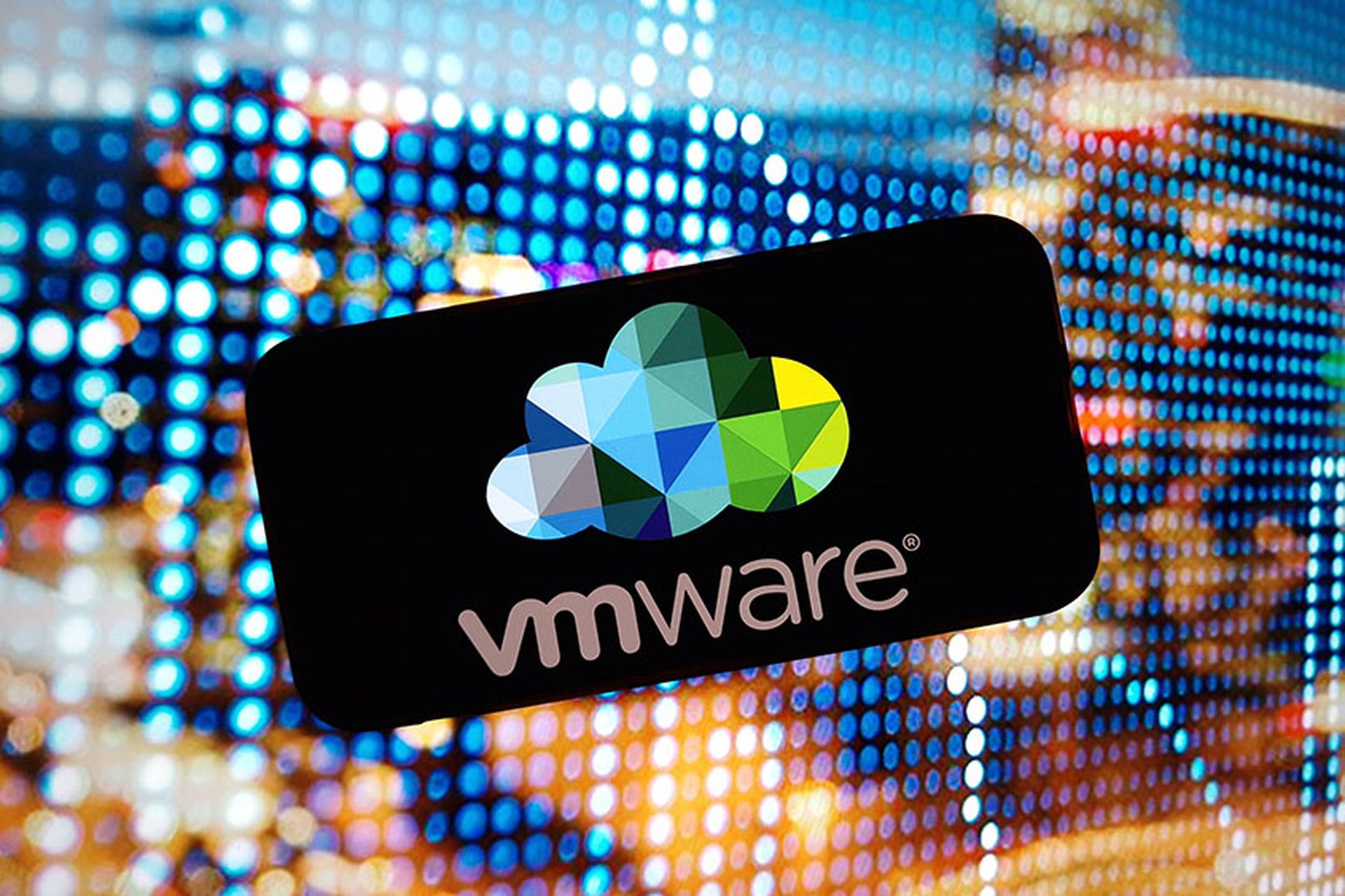 Vmware company logo displayed on mobile phone screen