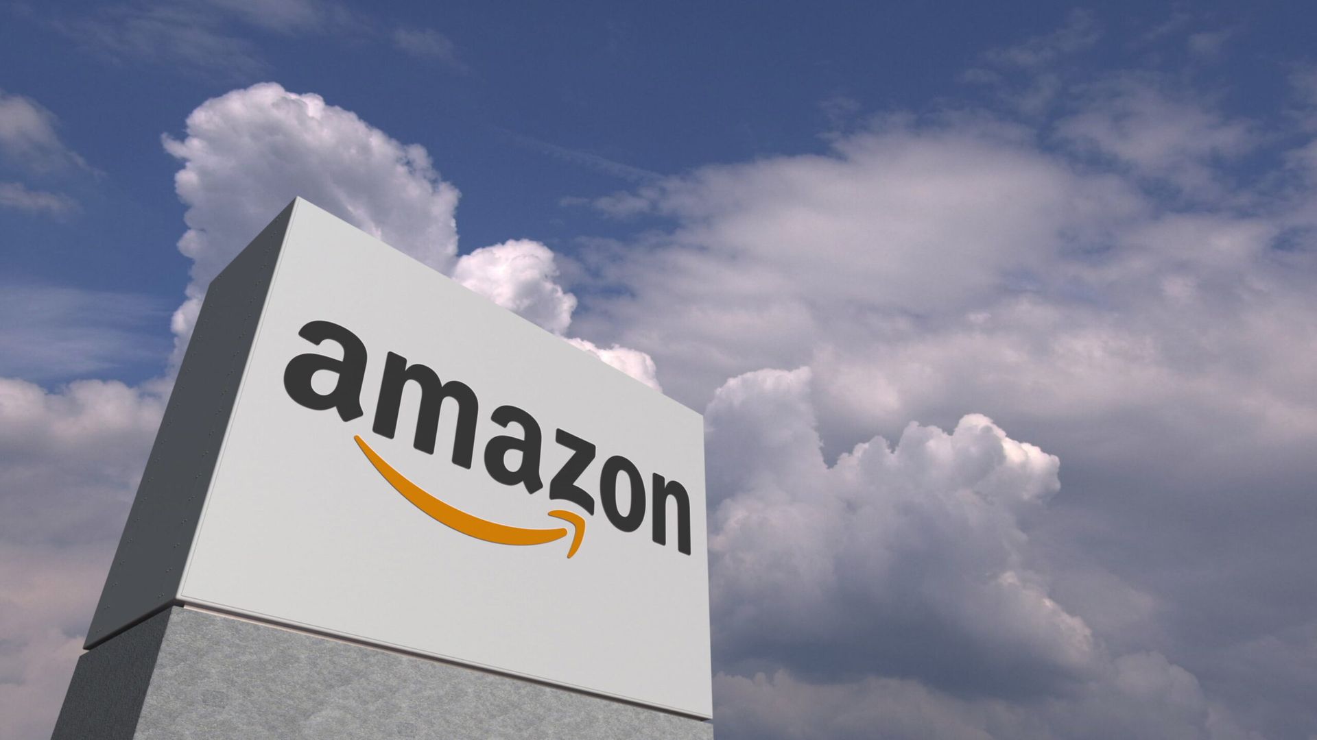 Company logo made against sky background, conceptual editorial 3D