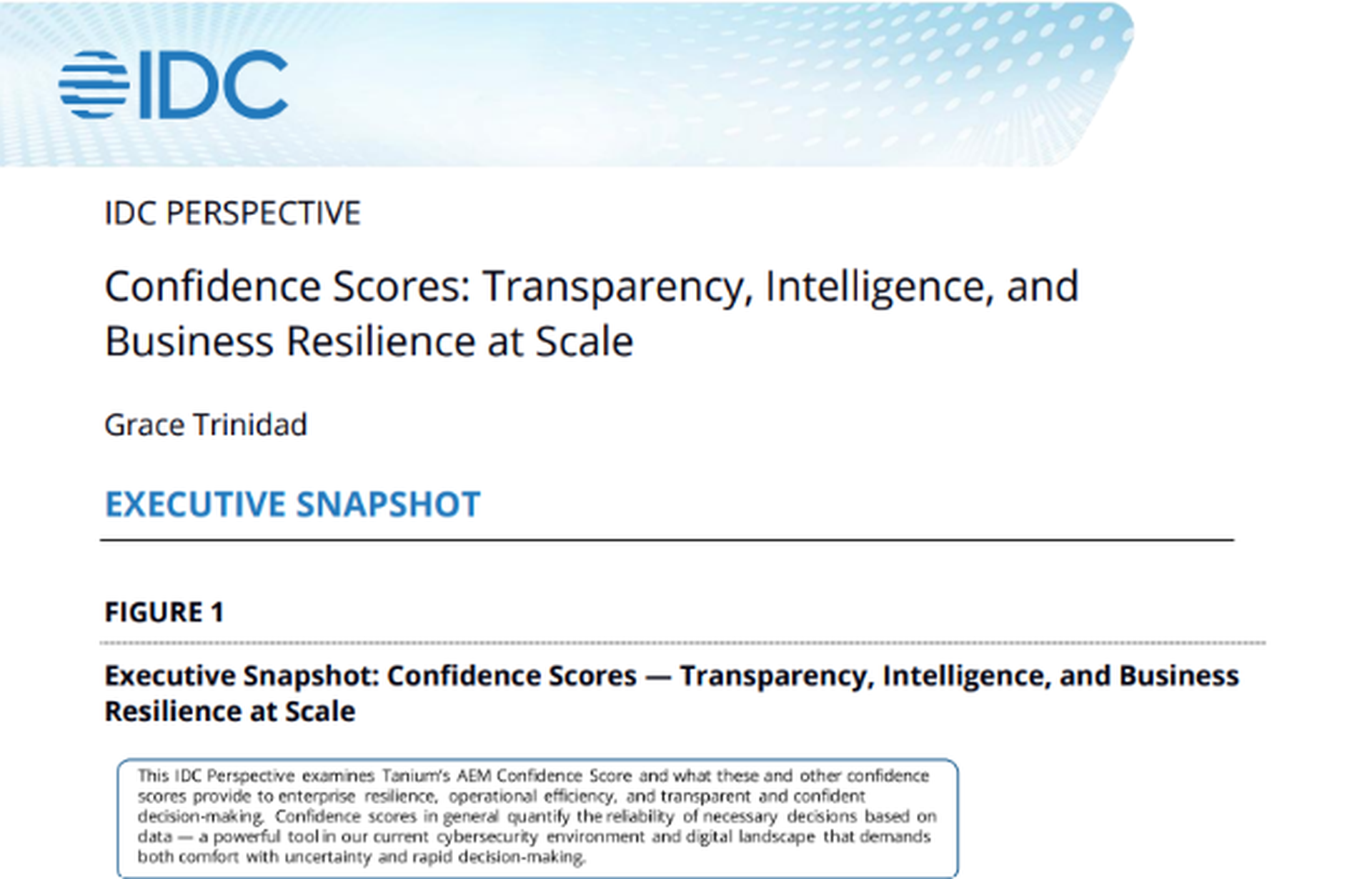IDC Perspective Confidence Scores: Transparency, Intelligence, and Business Resilience at Scale