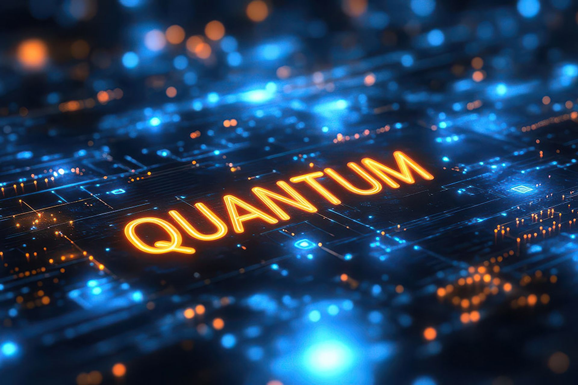 Quantum computing the future of technology illuminated on a circuit board