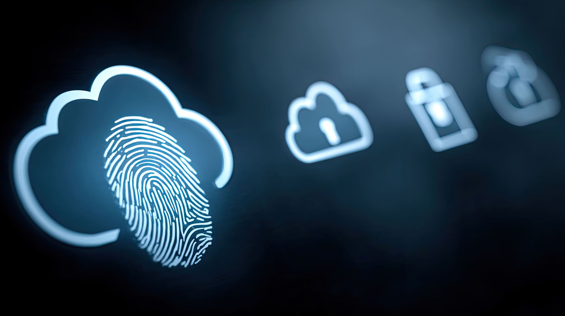Secure login interface combining cloud, fingerprint, and password icons –ar 16:9 –v 7 Job ID: fc4a2e01-5ffc-494e-9d14-9b1dc410856b