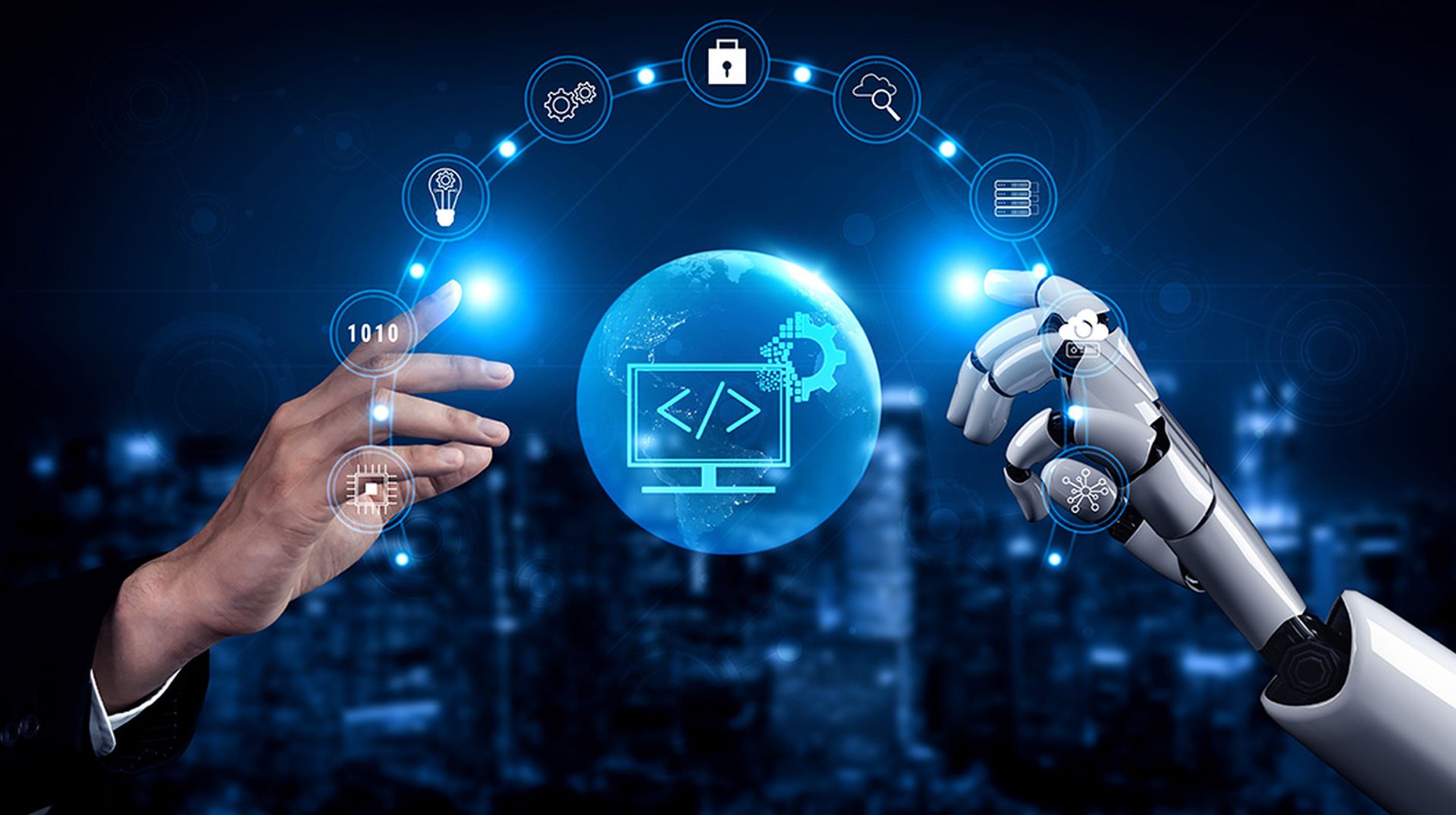 AI in global software development and coding. Empowering businesses with AI application development and technology AI innovation.