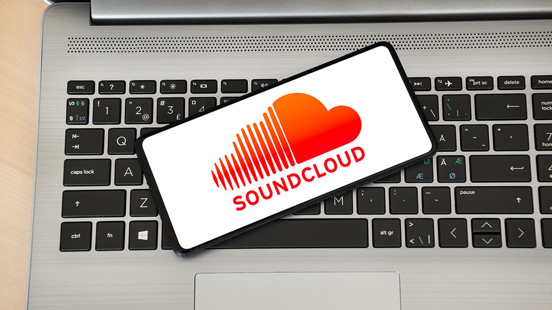 Soundcloud logo on smartphone.