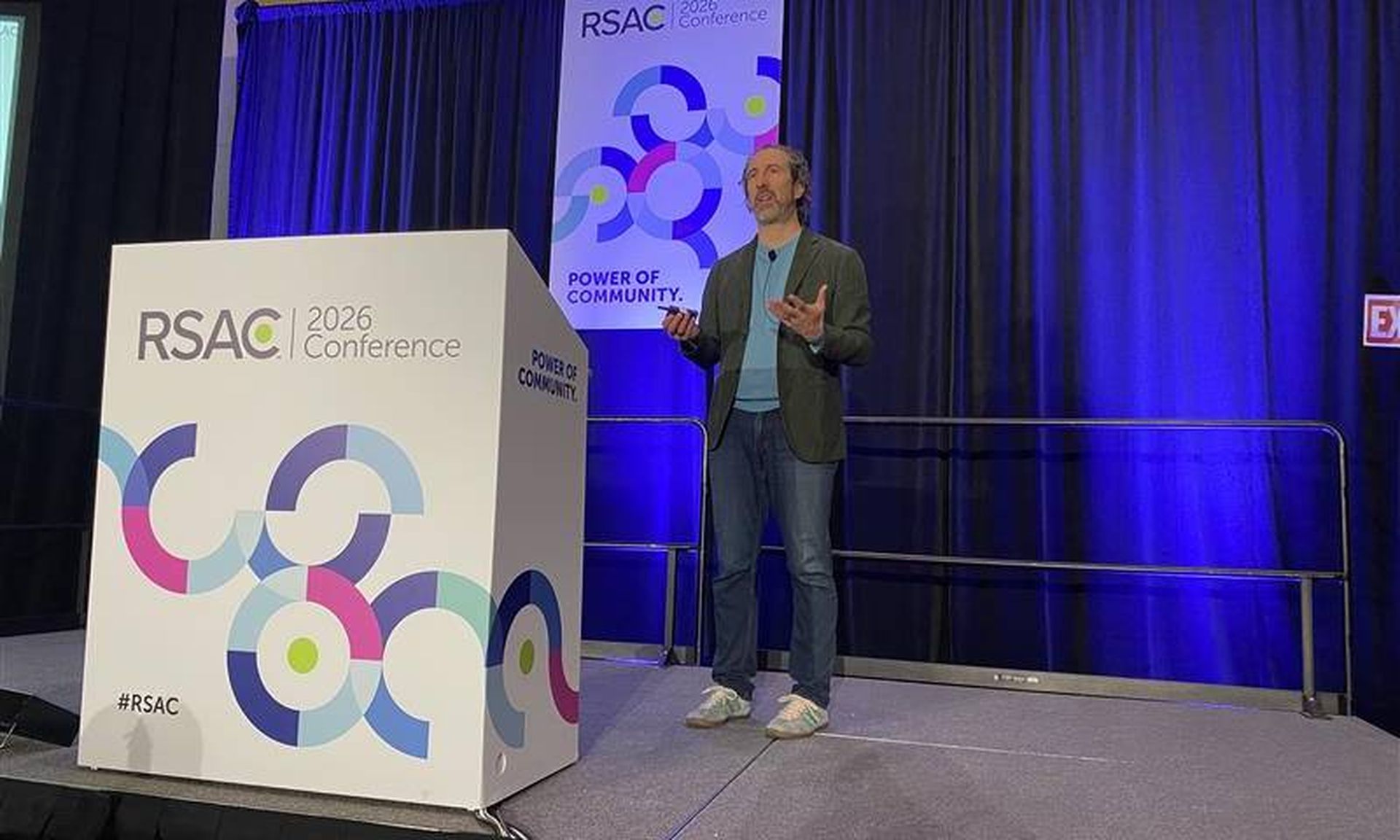 Ian Glazer, head of continuous identity and product strategy at CrowdStrike, presents at RSAC 2026. (Photo Credit: Laura French)