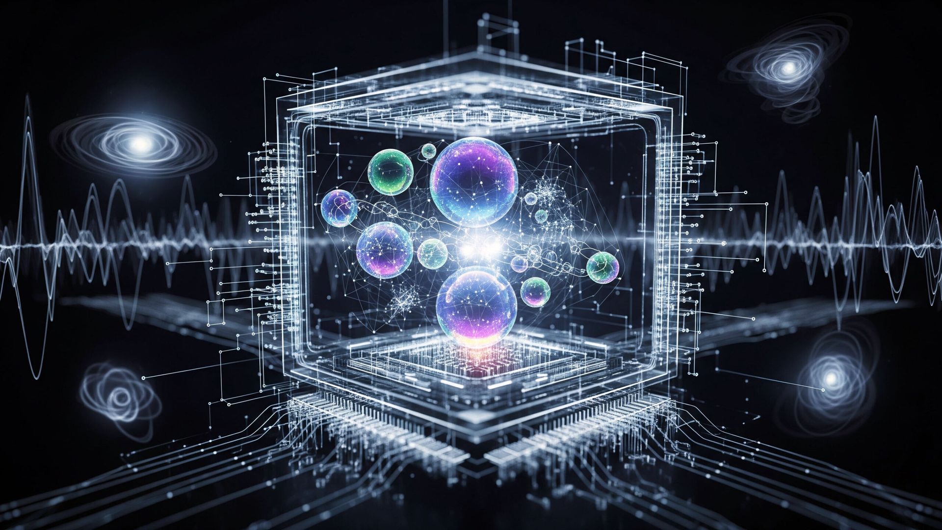 An abstracted representation of quantum computing.