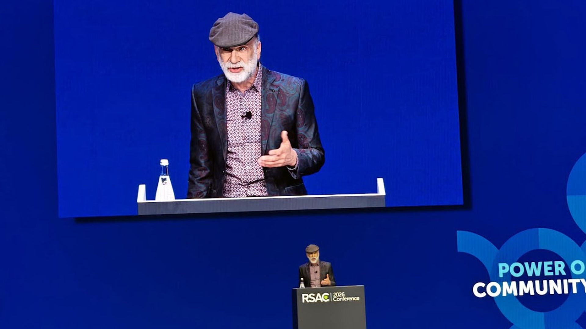 Cybersecurity researcher Bruce Schneier speaks at the 2026 RSAC conference in San Francisco, March 25, 2026.