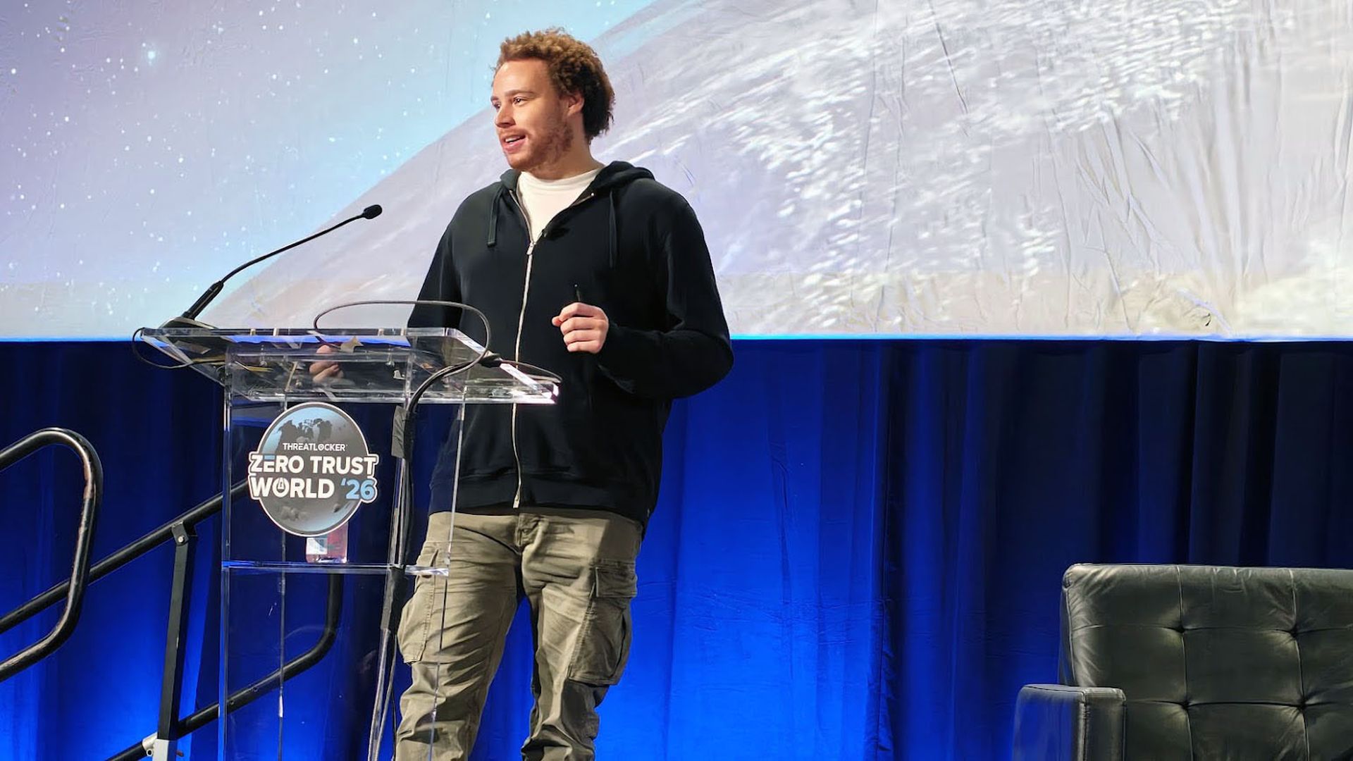 Famed hacker Marcus Hutchins speaks at the Zero Trust World conference in Orlando, Florida, March 5, 2026. Credit: Paul Wagenseil/SC Media