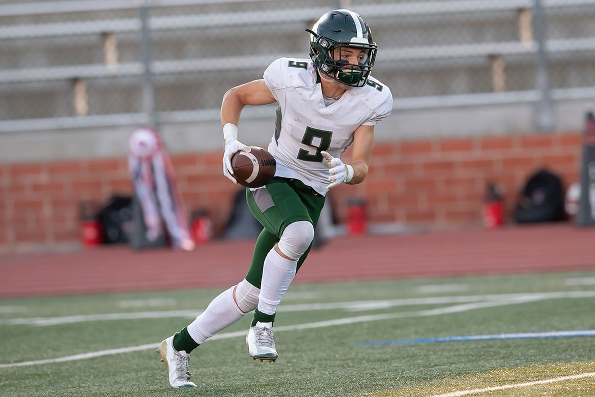 Football player in action during a game in South Texas