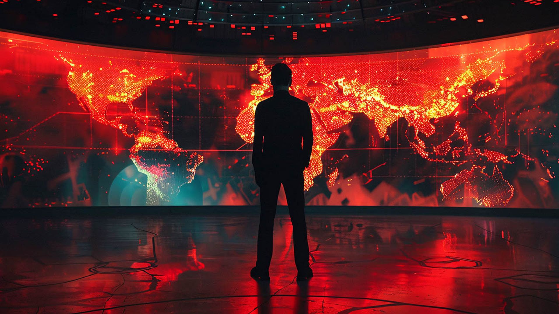 Cyber security operations center with an IT expert monitoring on