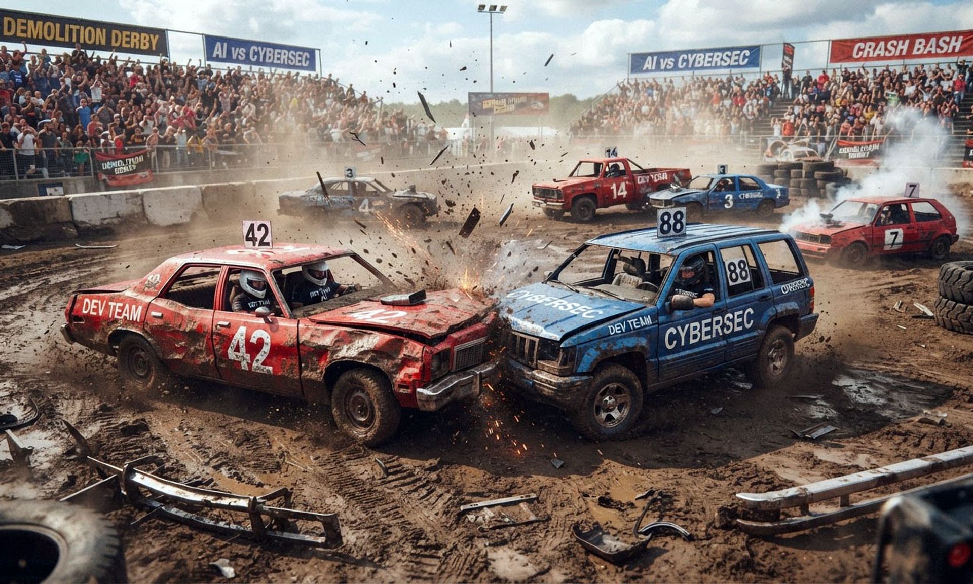 A demolition derby pitting AI developers against cybersecurity practitioners.