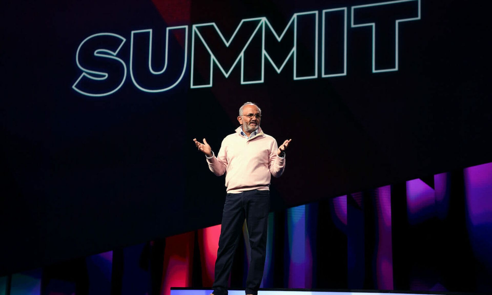 Adobe CEO Shantanu Narayen kicks off the 2019 Adobe Summit. Adobe announced in 2018 that support for Magento 1 would come to end in June 2020, and yet around 100,000 entities still use the dated platform. (Jeff Bottari/AP Images for Adobe)