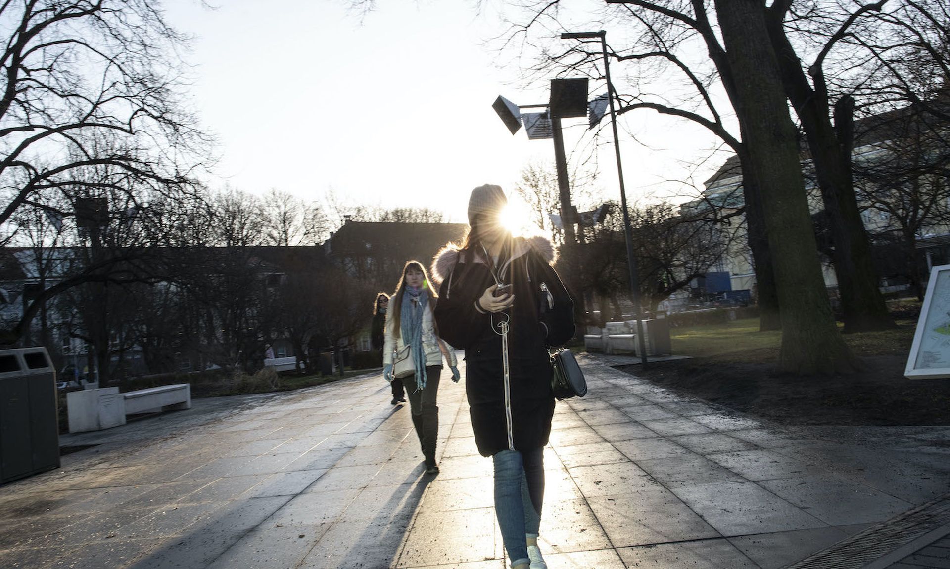 People walk on a late winter afternoon on January 9, 2020 in Tallinn, Estonia.  The country is on the leading edge of combating Russian cyber and misinformation attacks. (Alfredo Sosa/The Christian Science Monitor via Getty Images)