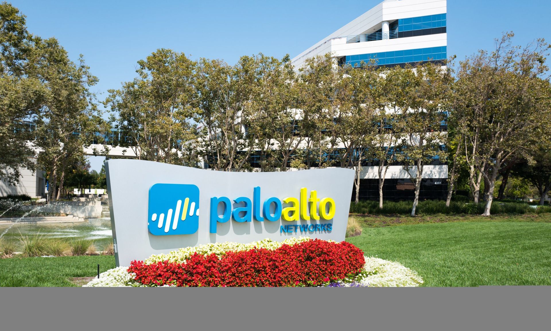 Signage with logo at the Silicon Valley headquarters of computer security and firewall company Palo Alto Networks, Santa Clara, California, August 17, 2017. Palo Alto Networks patched nine flaws in PAN-OS. (Photo via Smith Collection/Gado/Getty Images).