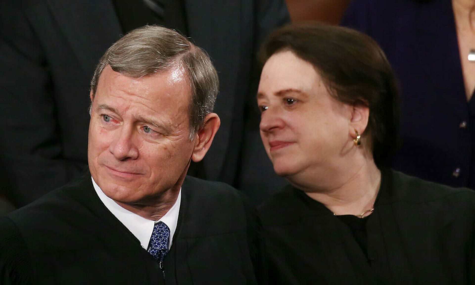 U.S. Supreme Court Chief Justice John Roberts and Supreme Court Justice Elena Kagan attend the State of the Union address in the chamber of the U.S. House of Representatives on February 04, 2020 in Washington, DC.  The Supreme Court on Monday heard oral arguments in Van Buren v. United States, a computer crimes case whose verdict could significantl...