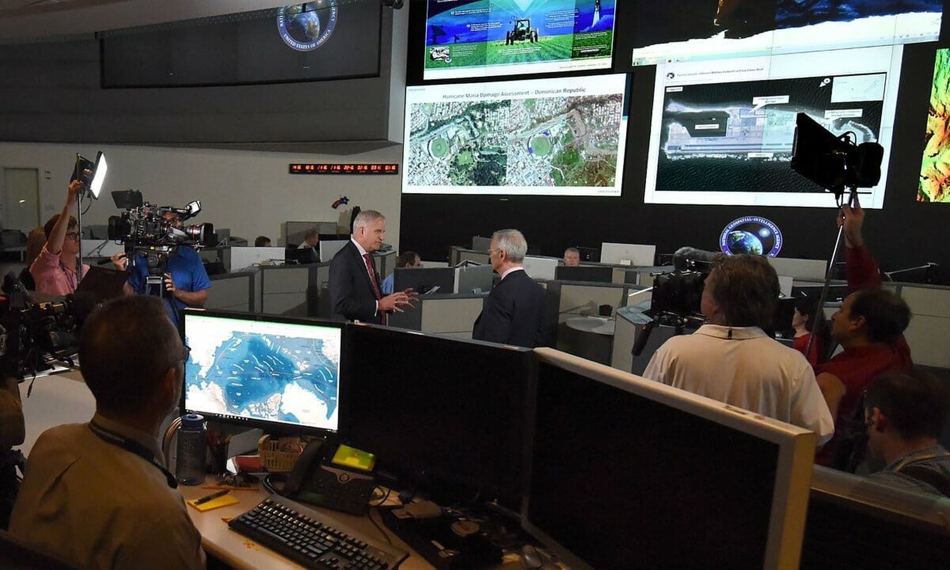 Former director of the The National Geospatial-Intelligence Agency, Director Robert Cardillo, seen amid NGA analysts. (NGA)