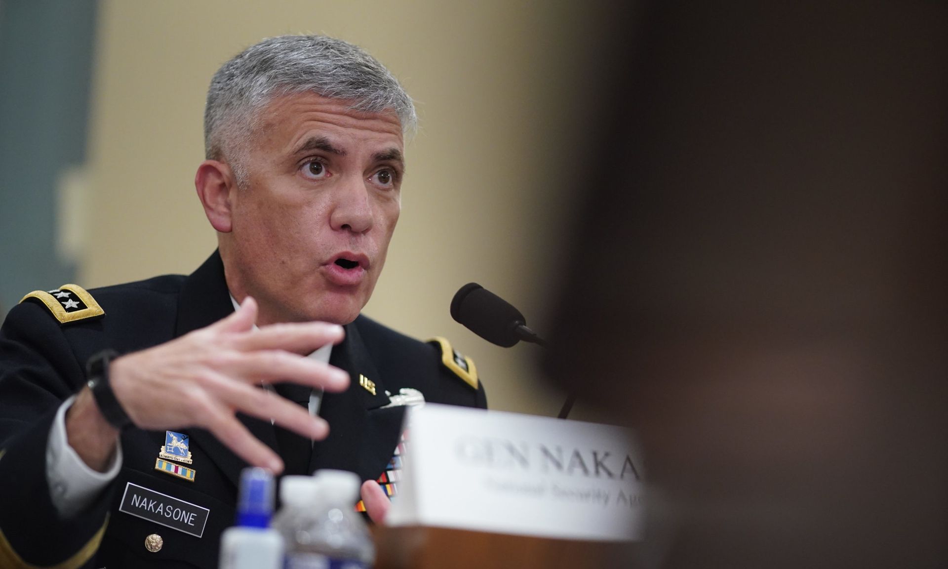 Paul Nakasone, director of the National Security Agency (NSA) and commander of the U.S. Cyber Command, speaks during a House Intelligence Committee hearing on April 15, 2021 in Washington, D.C. (Photo by Al Drago-Pool/Getty Images)