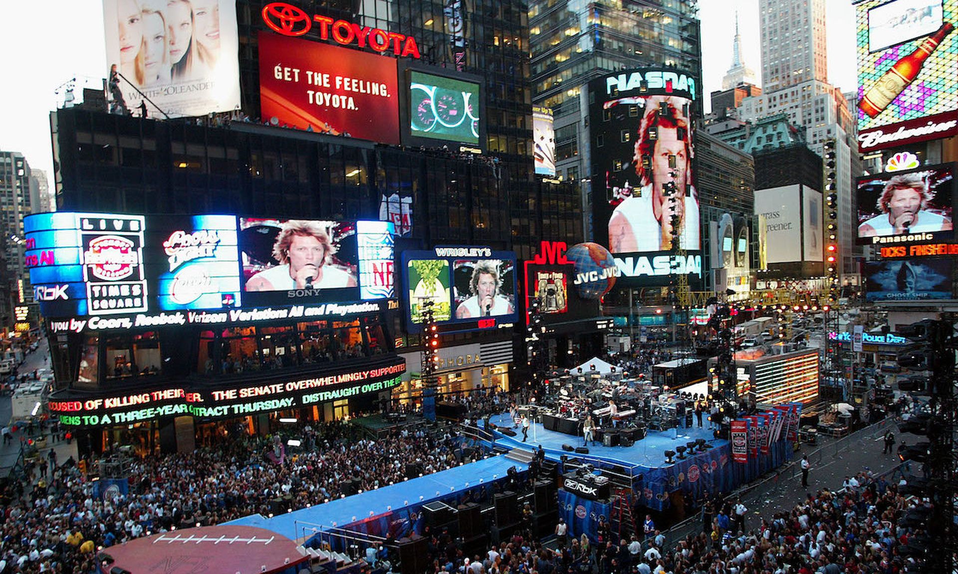 View of Jumbotrons in Times Square. (Photo by Scott Gries/Getty Images)
