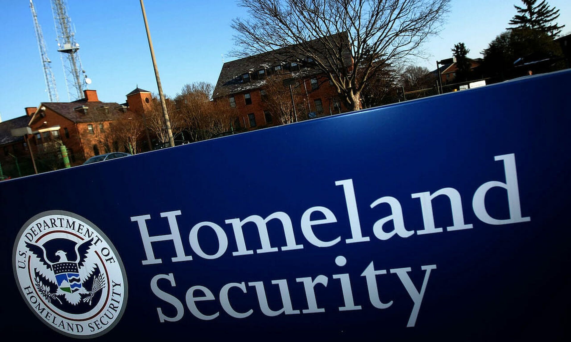 The Department of Homeland Security signage in Washington D.C. (Photo by Win McNamee/Getty Images)