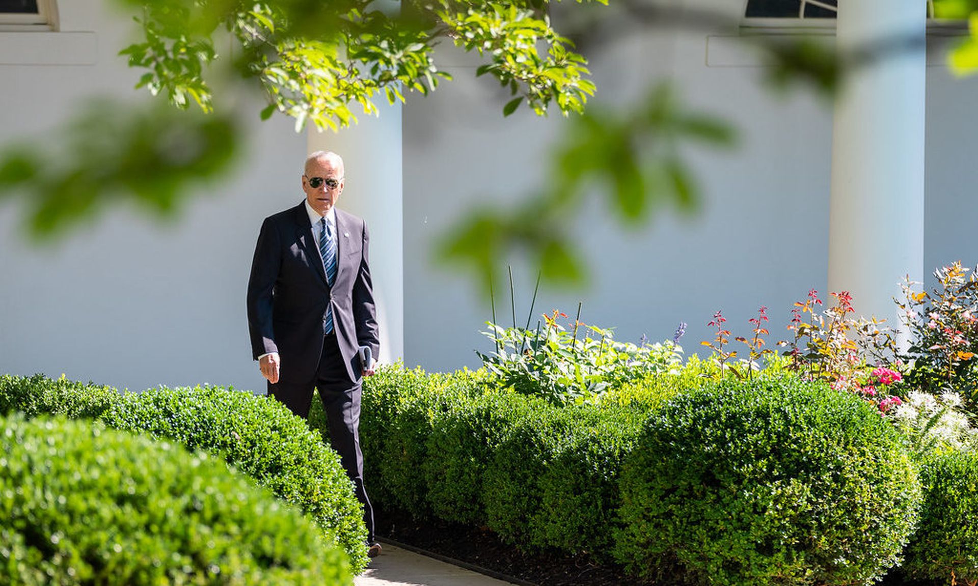 President Joe Biden walks through the Rose Garden of the White House, Wednesday, June 23, 2021, to the Oval Office. (Official White House Photo by Adam Schultz)