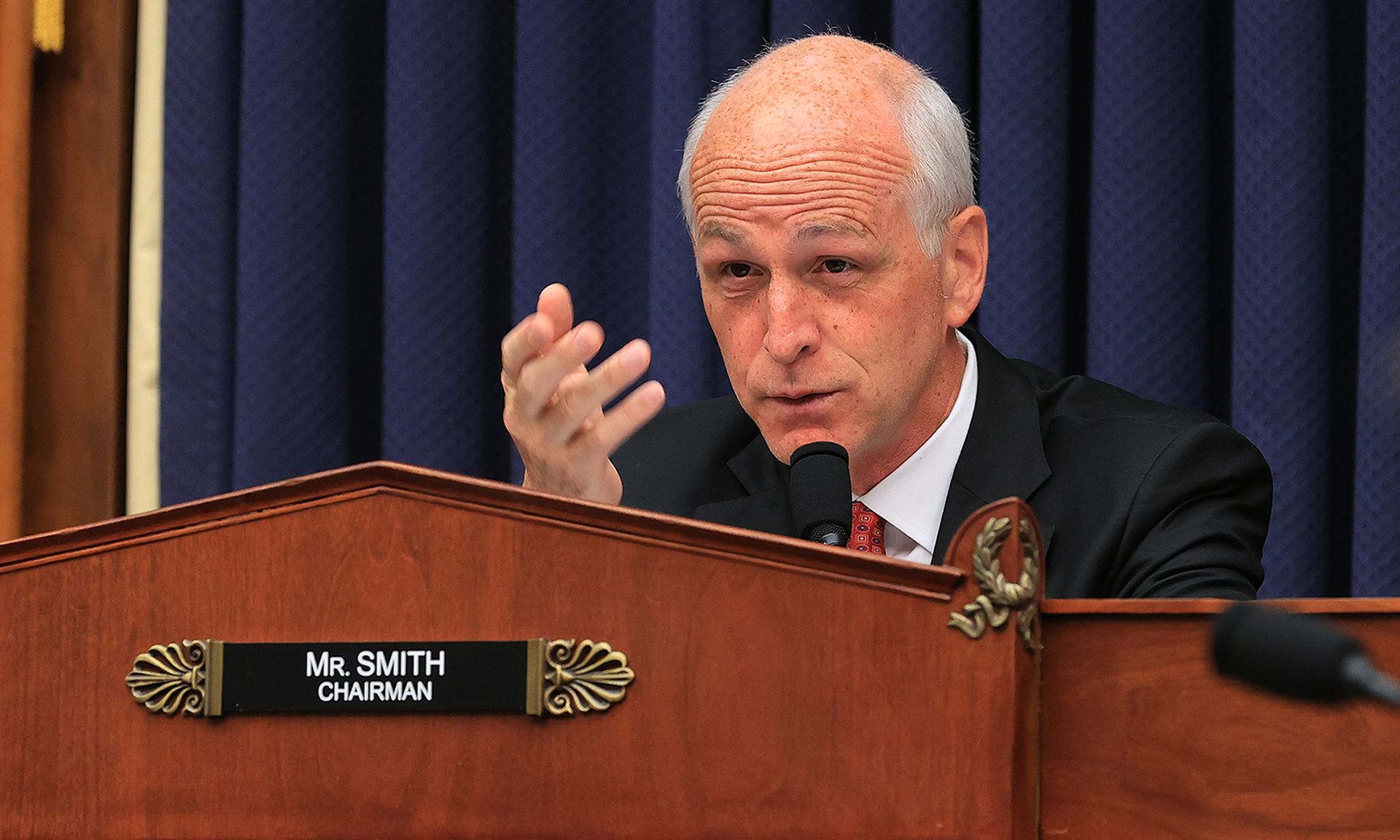 House Armed Services Committee Chairman Adam Smith questions witnesses about the FY2022 defense budget request in the Rayburn House Office Building on Capitol Hill, June 29, 2021, in Washington. (Photo by Chip Somodevilla/Getty Images)