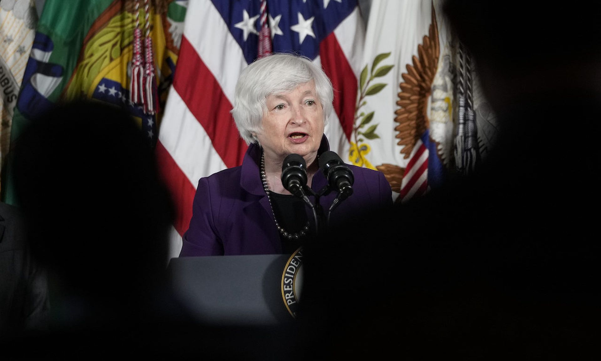 Treasury Secretary Janet Yellen  speaks during an event at the U.S. Department of the Treasury on September 15, 2021 in Washington, D.C. (Photo by Drew Angerer/Getty Images)