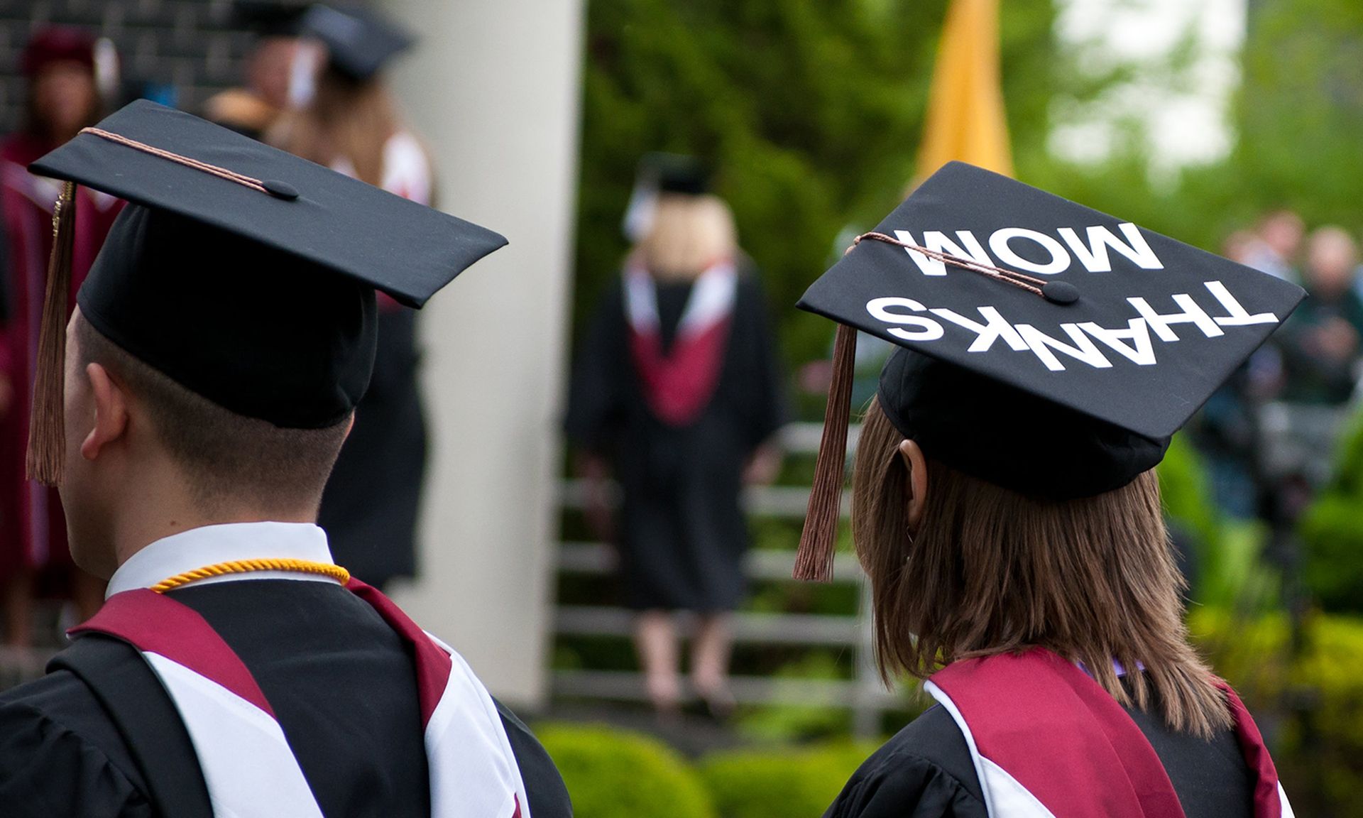 Most employment fraud schemes target higher education, Proofpoint researchers reported Tuesday. Pictured: A college graduation ceremony is seen in Ramapo, N.J., in this cropped image. (&#8220;College Graduation&#8221; by ajagendorf25 is marked with CC BY-NC 2.0.)