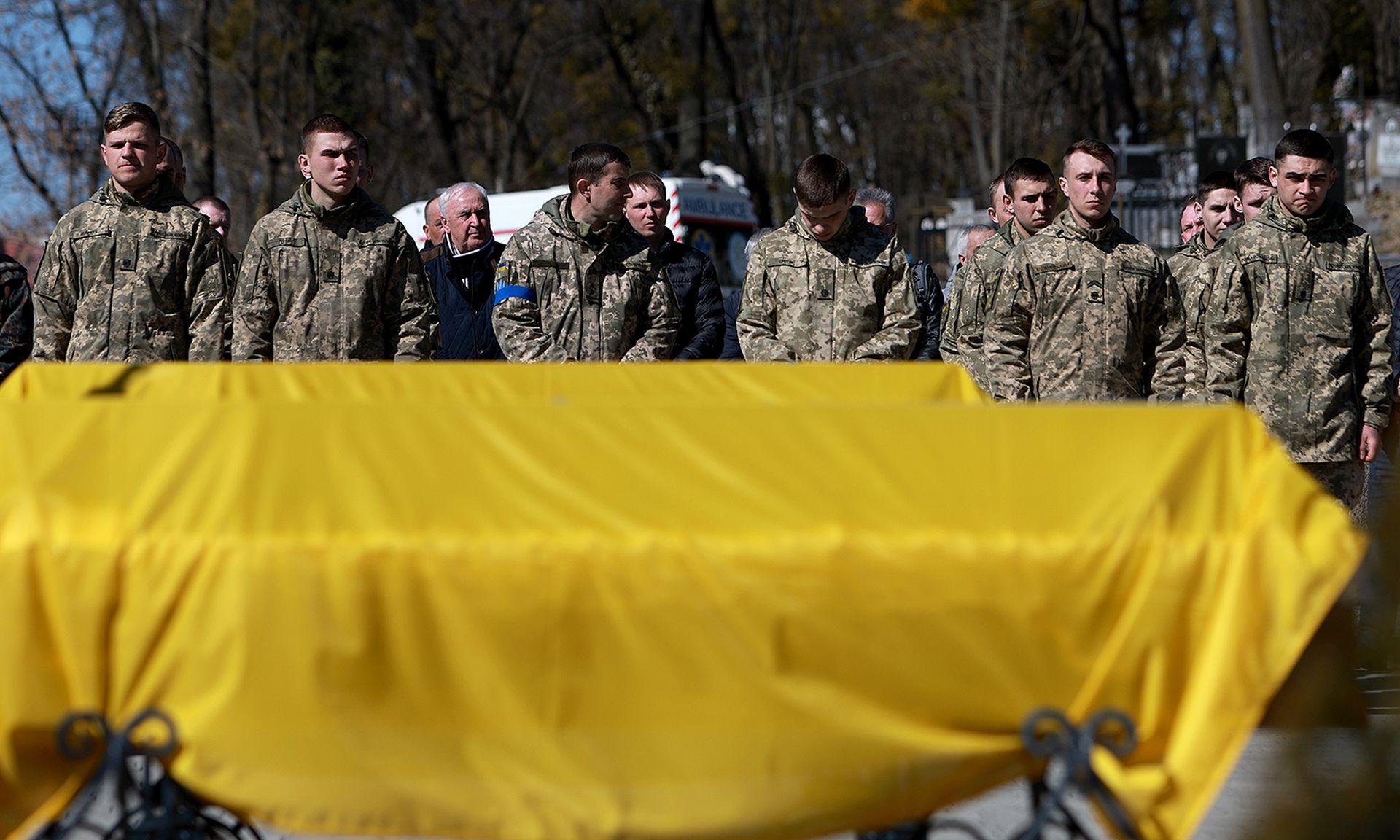 Nearly 90% of IT security professionals surveyed by Trellix and CSIS say they believe they&#8217;ve been the target of nation-state actors. Pictured: Mourners grieve over Ukrainian servicemen during a burial service at the Lychakiv Cemetery on March 28, 2022, in Lviv, Ukraine. (Photo by Joe Raedle/Getty Images)