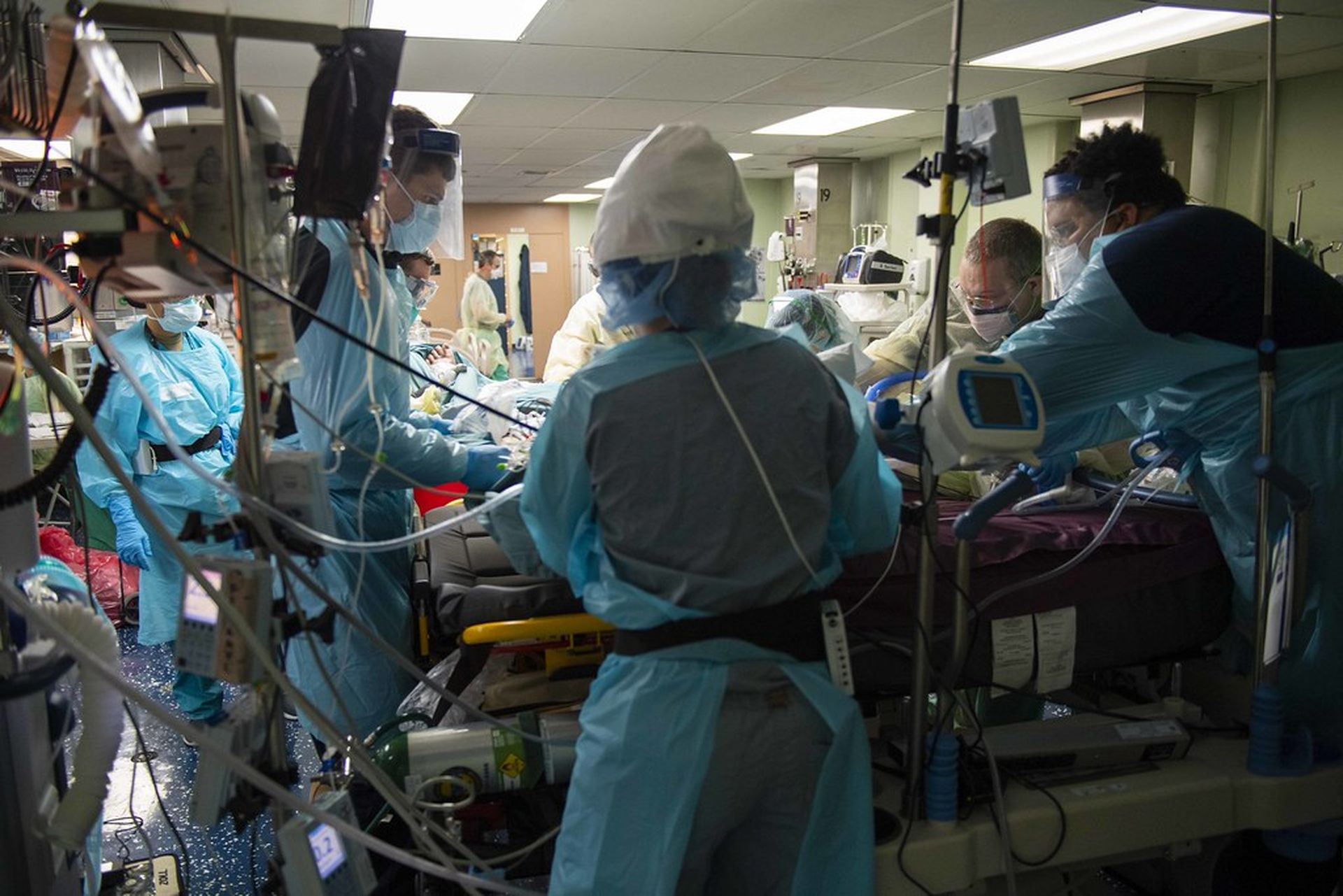 Healthcare stakeholders are expressing support for the proposed move to team HHS with CISA, but worry more needs to be done to support small providers with limited resources. (Photo credit: &#8220;U.S. Navy Doctors, Nurses and Corpsmen Treat COVID Patients in the ICU Aboard USNS Comfort&#8221; by NavyMedicine is marked with CC PDM 1.0.)