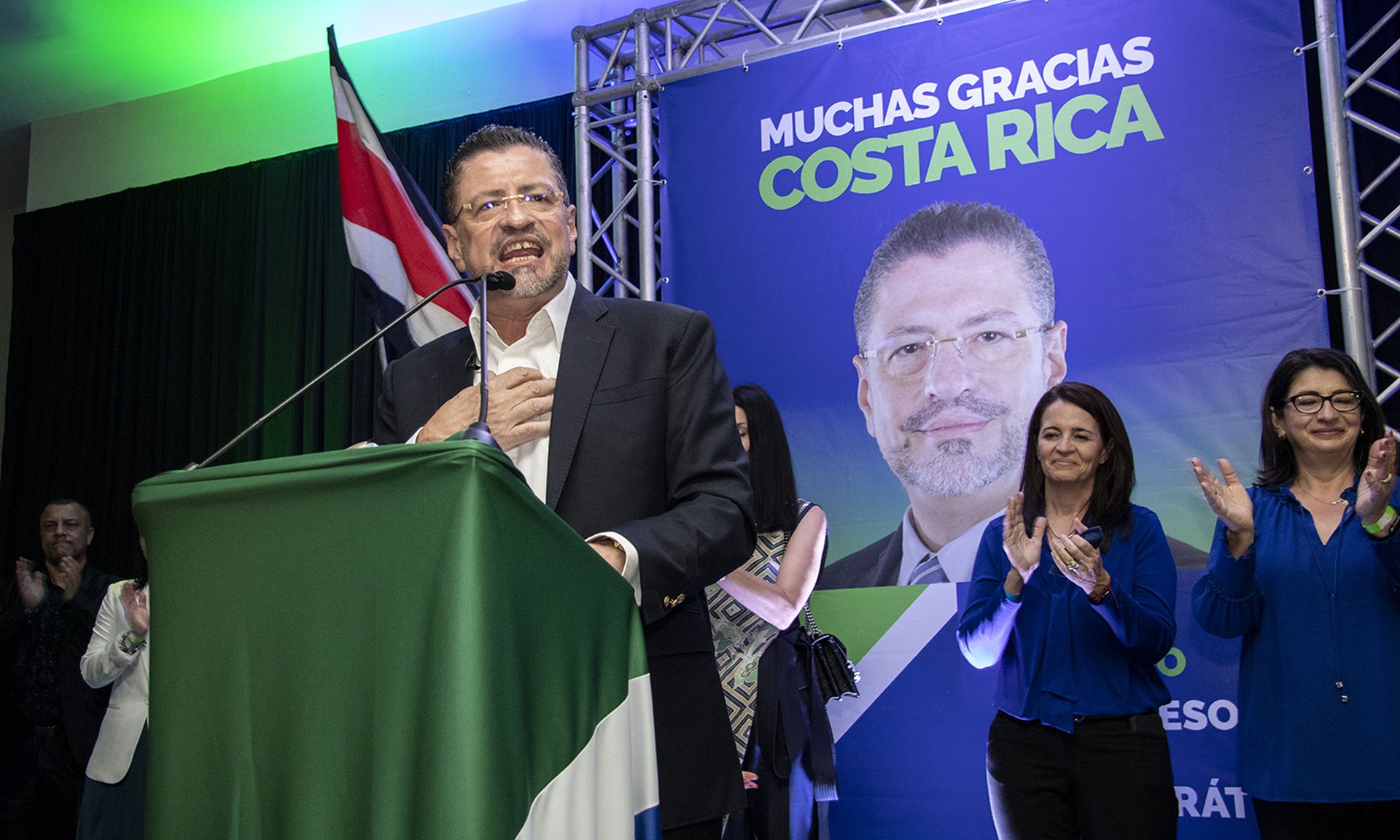 The U.S. Department of State announced a $10 million reward for information leading to the identification of the leadership of the Conti ransomware group. Pictured: Presidential candidate Rodrigo Chaves of Progreso Social Democrático Party celebrates on April 3, 2022, in San Jose, Costa Rica. (Photo by Arnoldo Robert/Getty Images)