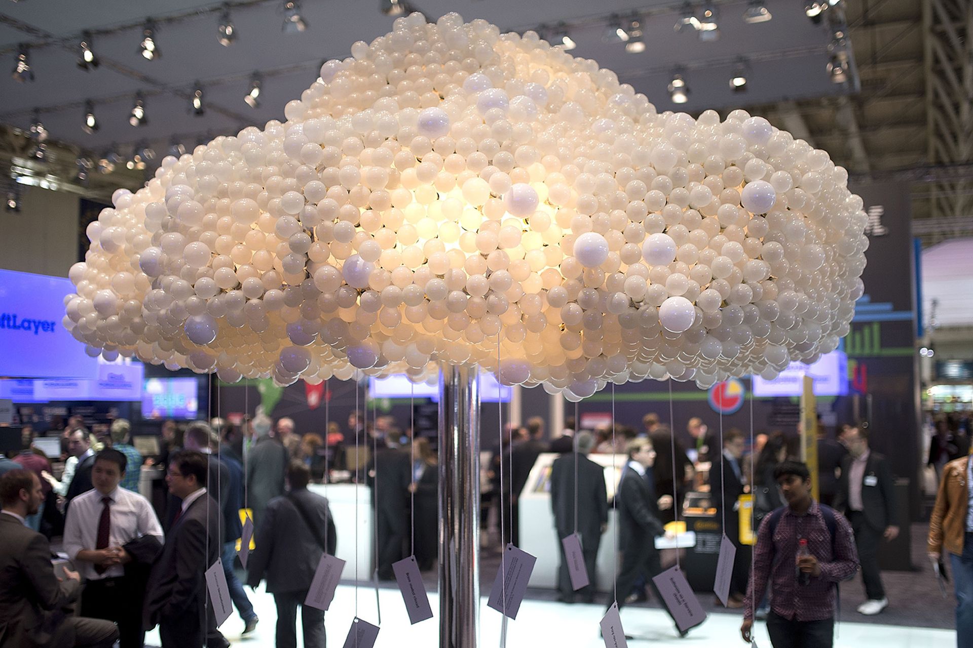 Threat actors turn to old techniques to create disruption, including living-off-the-cloud. Pictured: A symbolic data cloud is seen at the 2014 CeBIT technology trade fair on March 10, 2014, in Hanover, Germany. (Photo by Nigel Treblin/Getty Images)