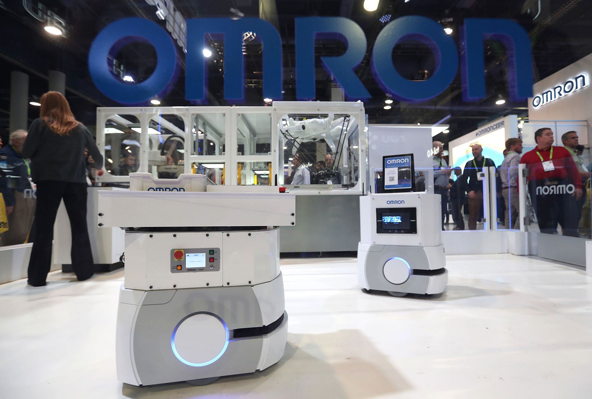 ForeScout&#8217;s Vedere Labs published 56 OT vulnerabilities affecting 10 major vendors on Tuesday, including Omron. Pictured: Industrial robots are demonstrated at the Omron booth during CES 2019 at the Las Vegas Convention Center on Jan. 9, 2019, in Las Vegas. (Photo by Justin Sullivan/Getty Images)