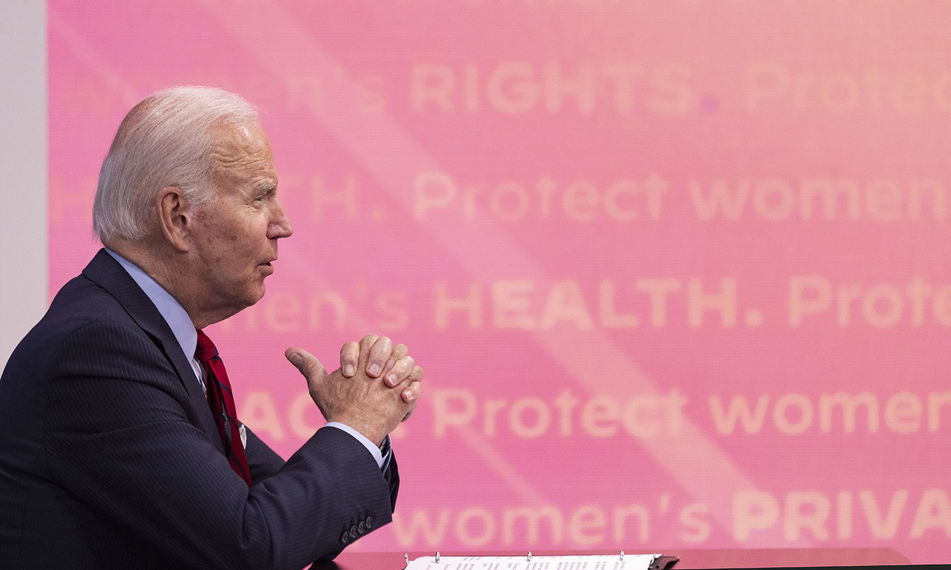 President Joe Biden speaks with governors on protecting access to reproductive healthcare at the White House on July 1 in Washington. Biden signed an executive order Friday to protect access to reproductive healthcare servces. (Photo by Tasos Katopodis/Getty Images)