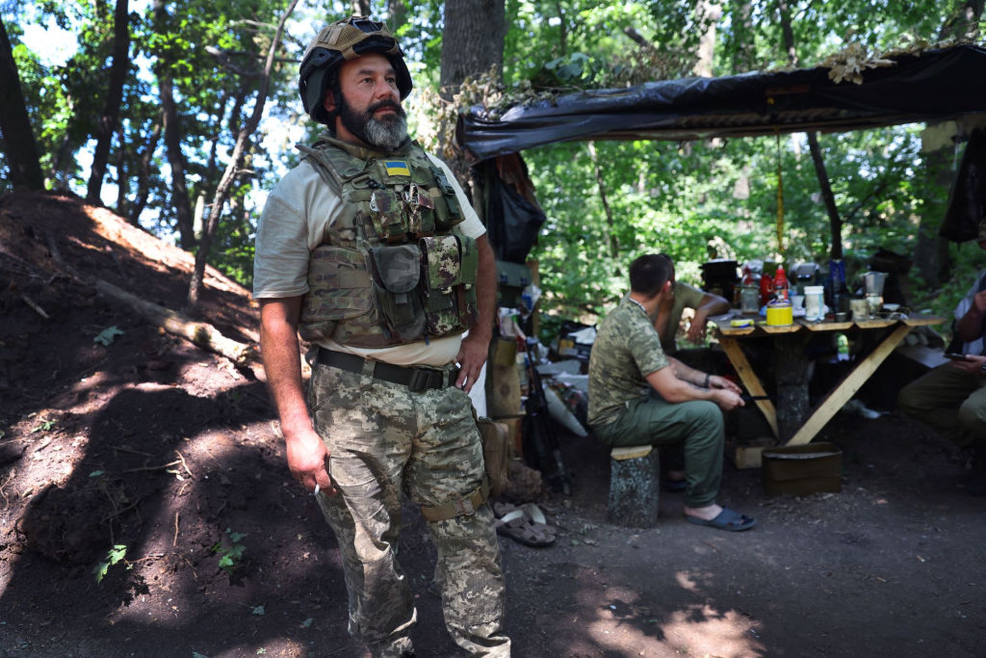 Soldiers with Ukraine&#8217;s Territorial Defense stand guard at a defensive outpost on June 29, 2022, in the Kramatorsk Region, Ukraine. The country&#8217;s cyber defense agency said malware-directed attacks against the government, local authorities and mass media has increased significantly in the past three months. (Photo by Scott Olson/Getty Im...
