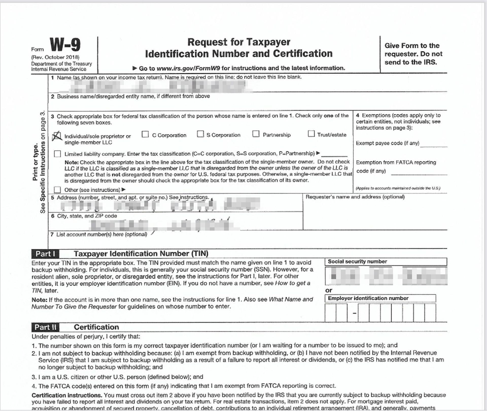 A redacted tax form that was leaked online