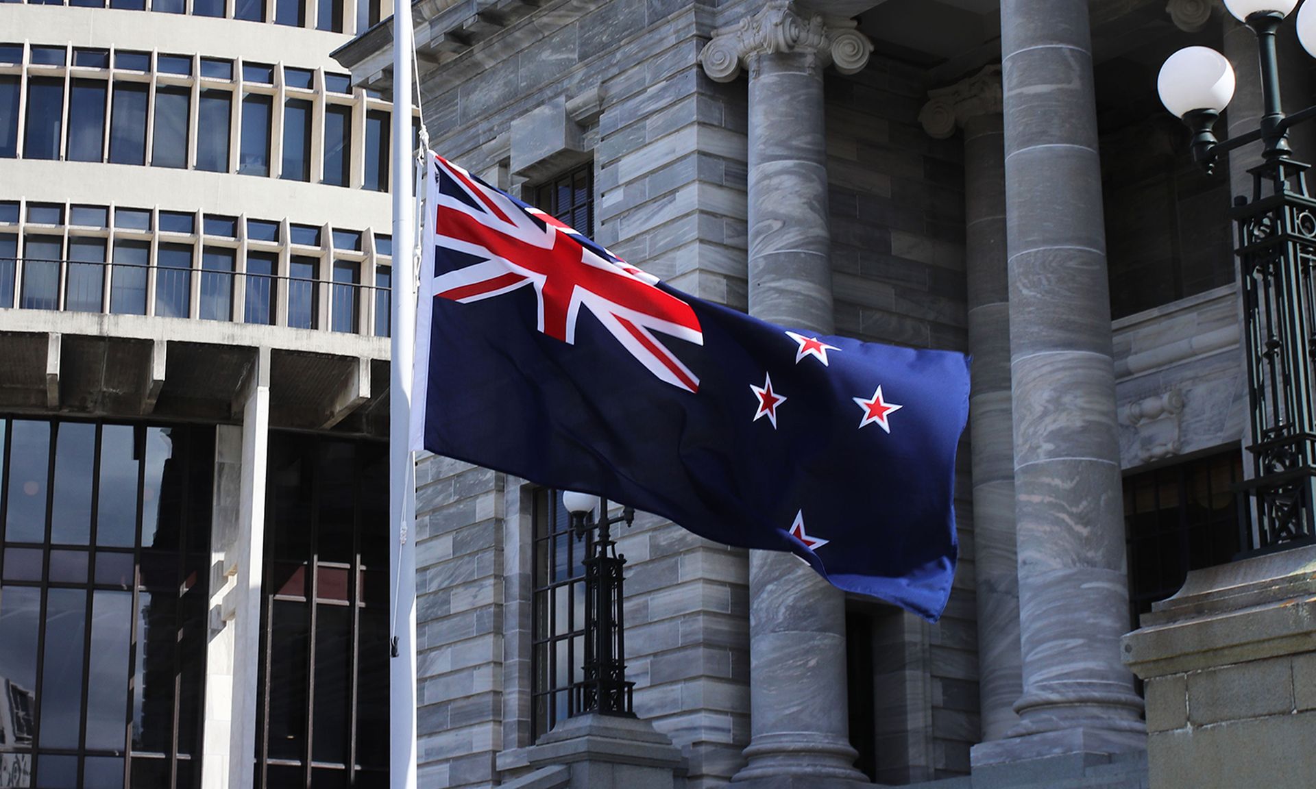 New Zealand flag flies half-mast