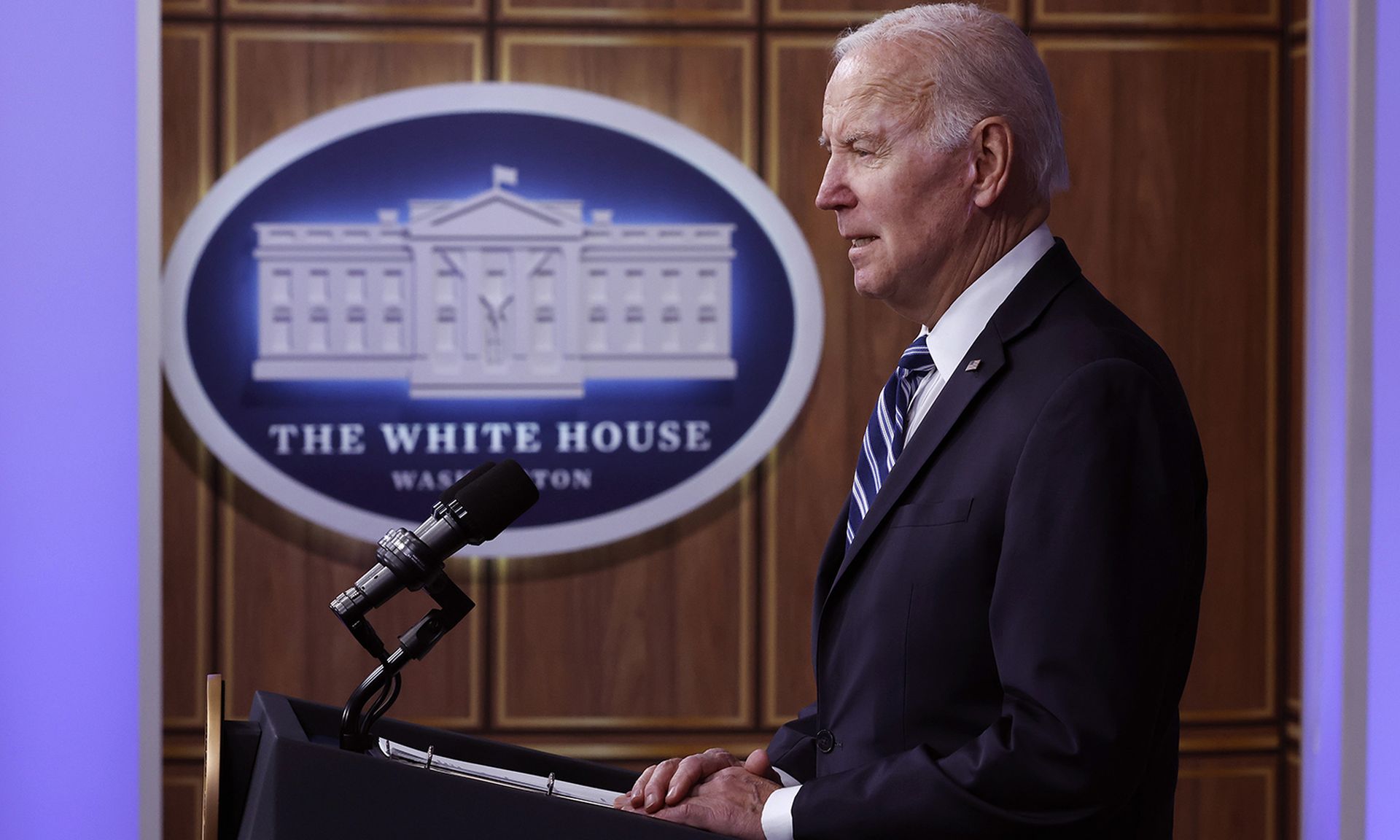 President Biden speaks during a press conference
