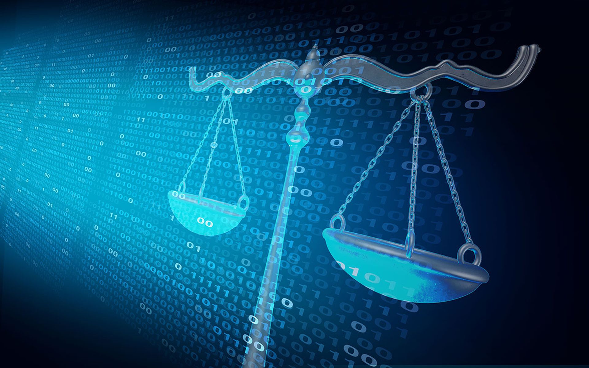 Cyber law, digital justice scales