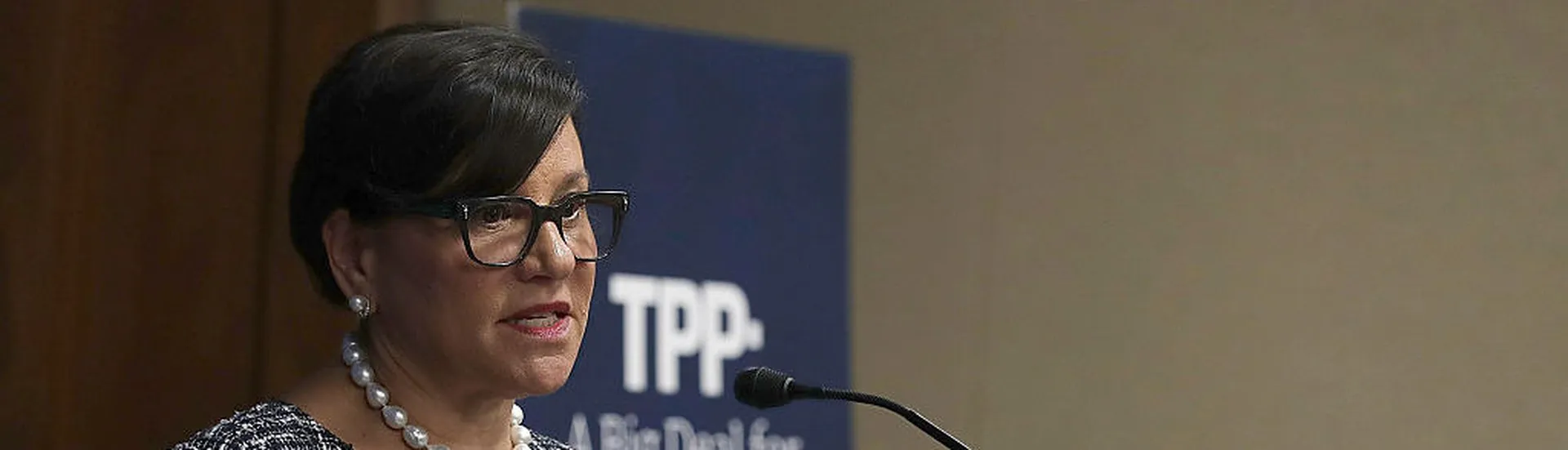 WASHINGTON, DC &#8211; SEPTEMBER 26:  U.S. Secretary of Commerce Penny Pritzker speaks during a discussion on TPP September 26, 2016 on Capitol Hill in Washington, DC. The Progressive Policy Institute (PPI) hosted a discussion on &#8220;The Trans-Pacific Partnership: A Big Deal for America&#8217;s Small Exporters.&#8221;  (Photo by Alex Wong/Getty ...