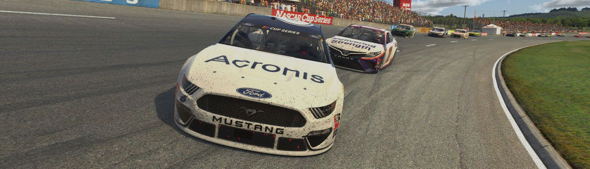 NORTH WILKESBORO, NORTH CAROLINA &#8211; MAY 09: (EDITORIAL USE ONLY) (Editors note: This image was computer generated in-game) Ross Chastain, driver of the #6 Acronis Ford, races  during the eNASCAR iRacing Pro Invitational Series North Wilkesboro 160 at virtual North Wilkesboro Speedway on May 09, 2020 in North Wilkesboro, North Carolina. (Photo ...