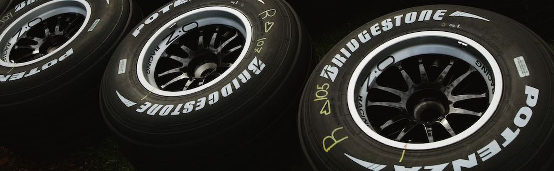 MELBOURNE &#8211; MARCH 07:  Detail of Bridgestone tyres at the 2004 Australian Grand Prix, on March 7th, 2004 at the Albert Park Circuit in Melbourne, Australia. (Photo by Clive Rose/Getty Images)