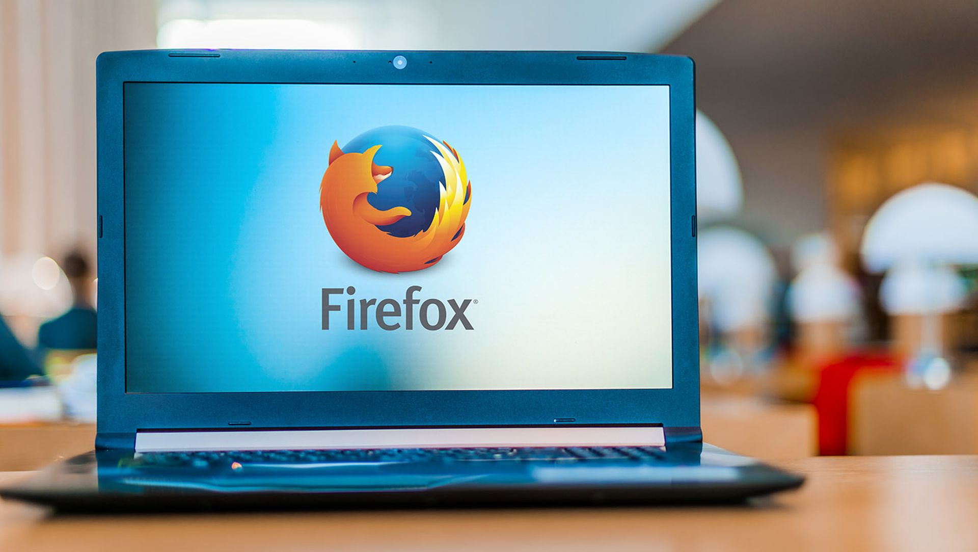 Firefox logo on a laptop screen