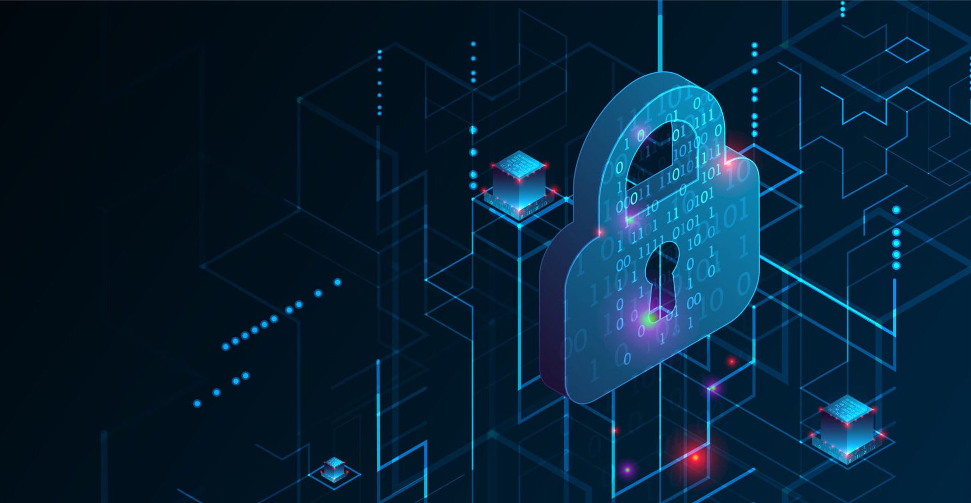 Isometric protection concept. Protect mechanism, system privacy.