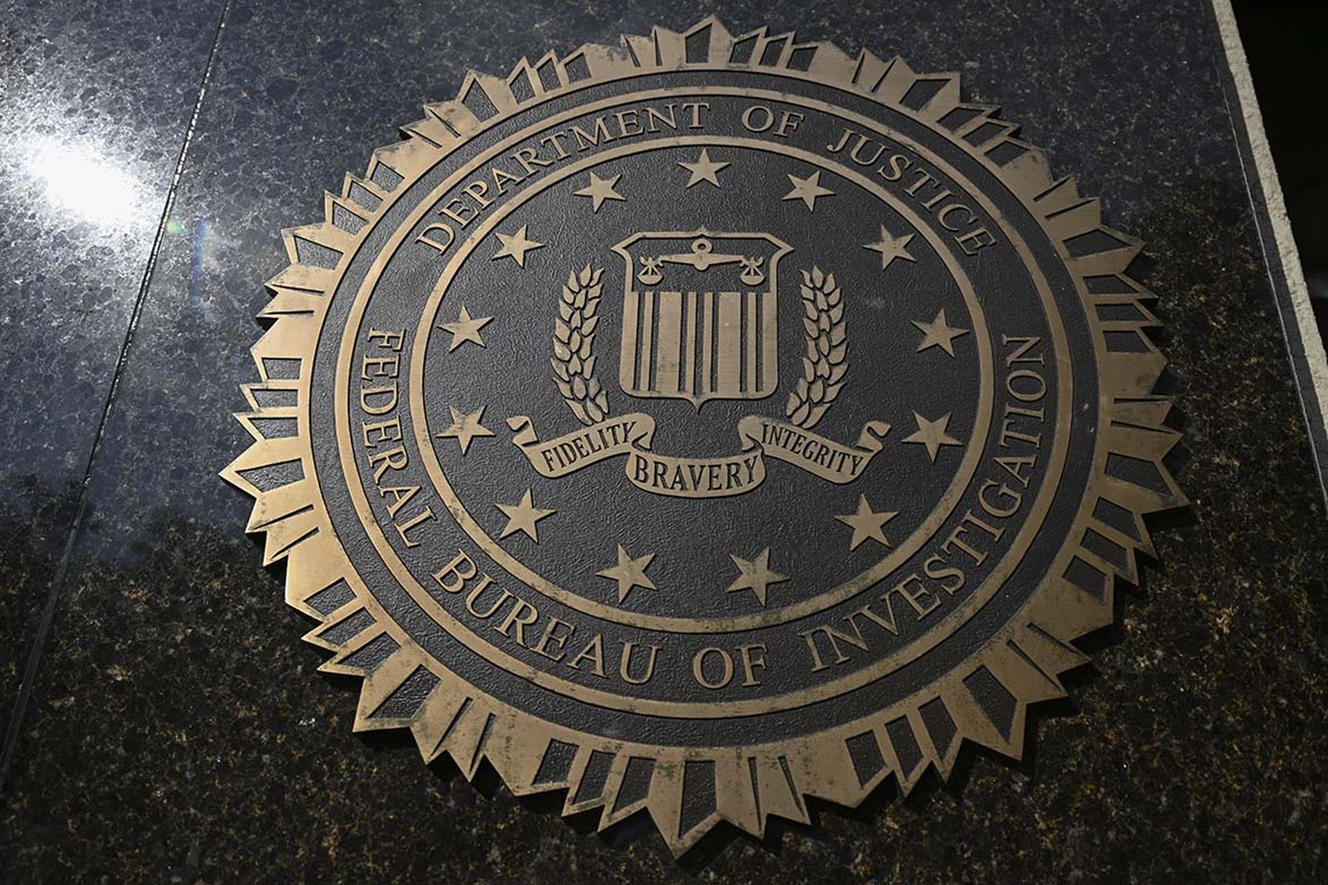 The FBI logo is seen on its Washington headquarters
