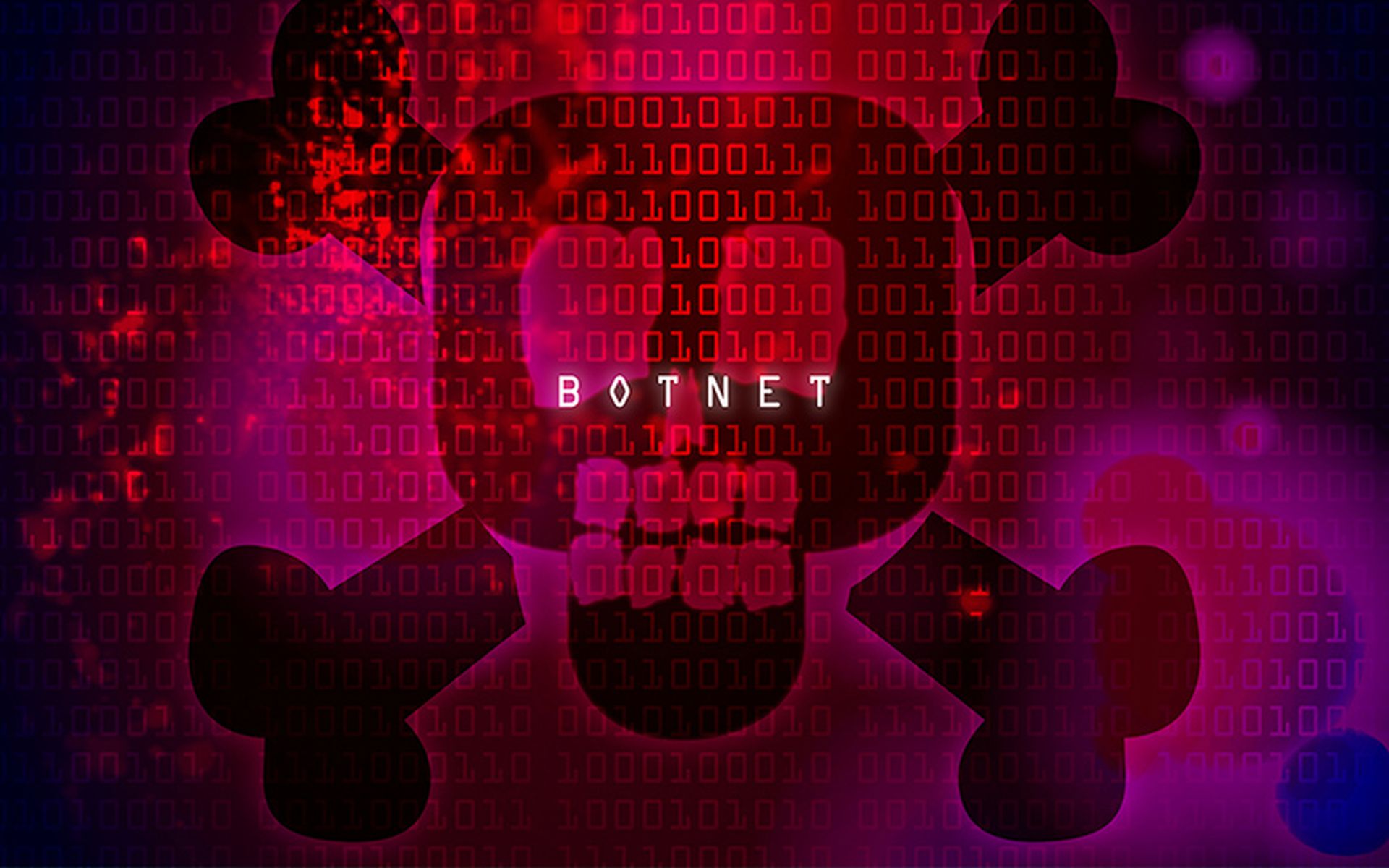 botnet computer virus red background