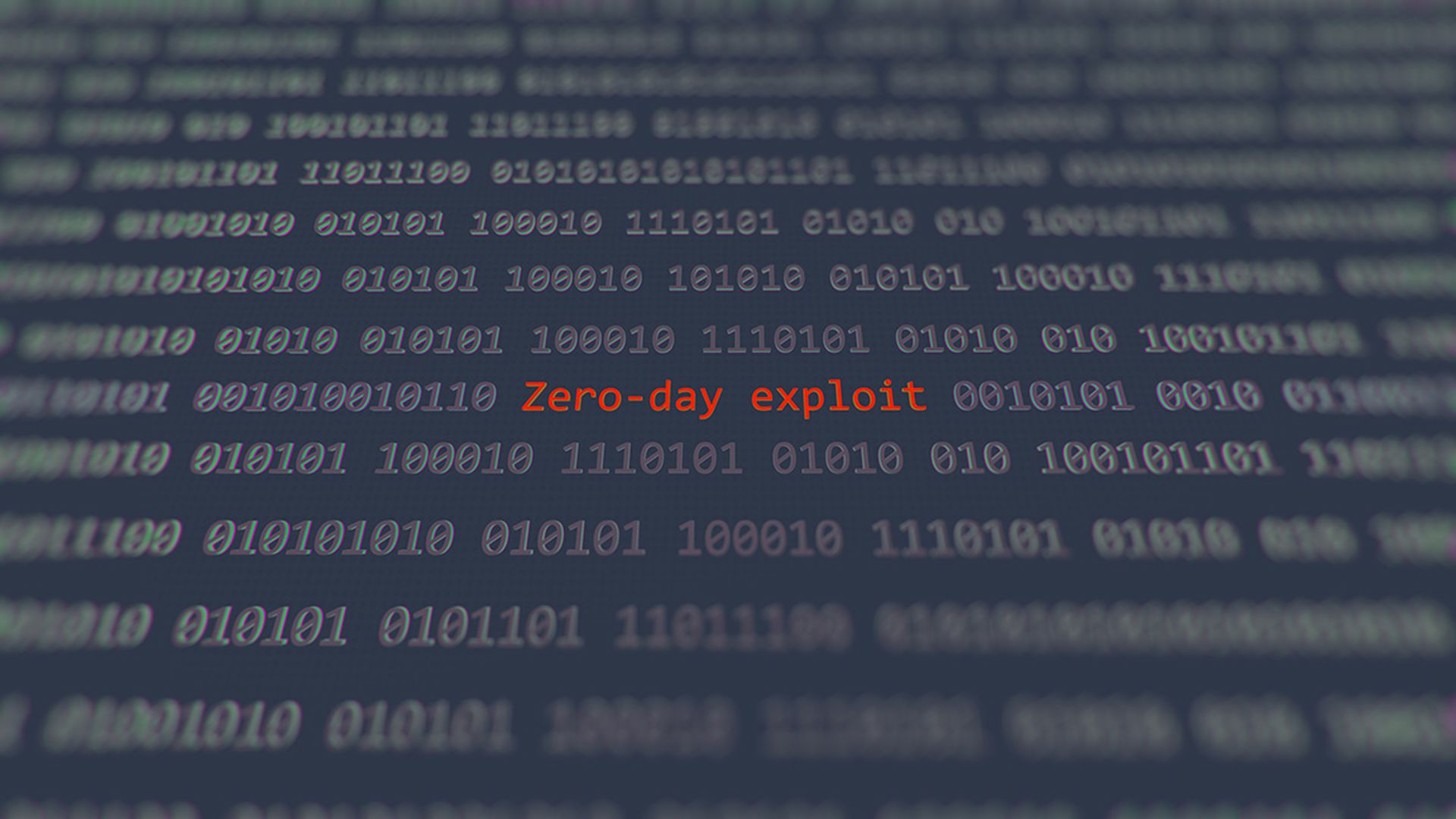 Cyber attack zero-day exploit vulnerability in text binary system ascii art style, zero-day code on editor screen