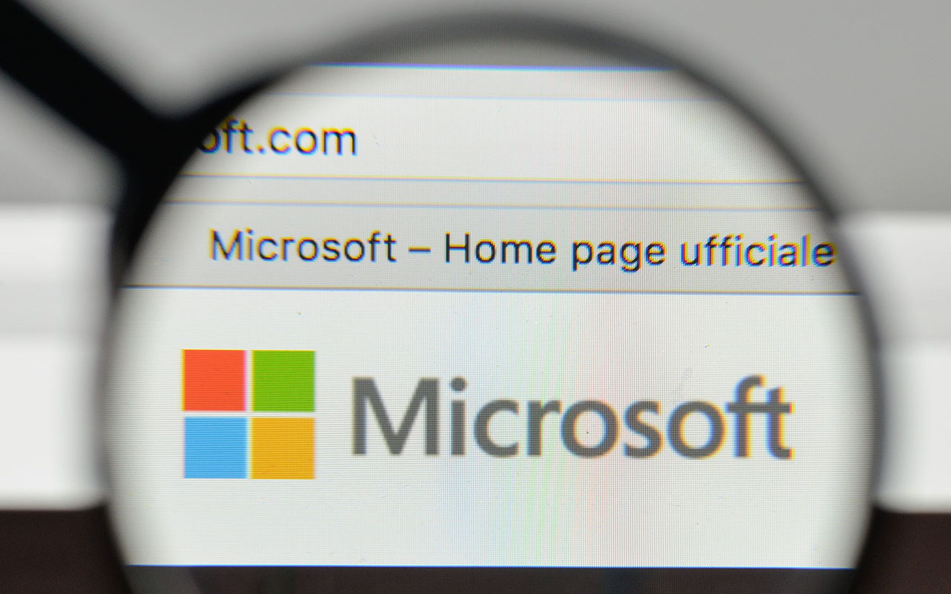Microsoft logo on the website homepage.