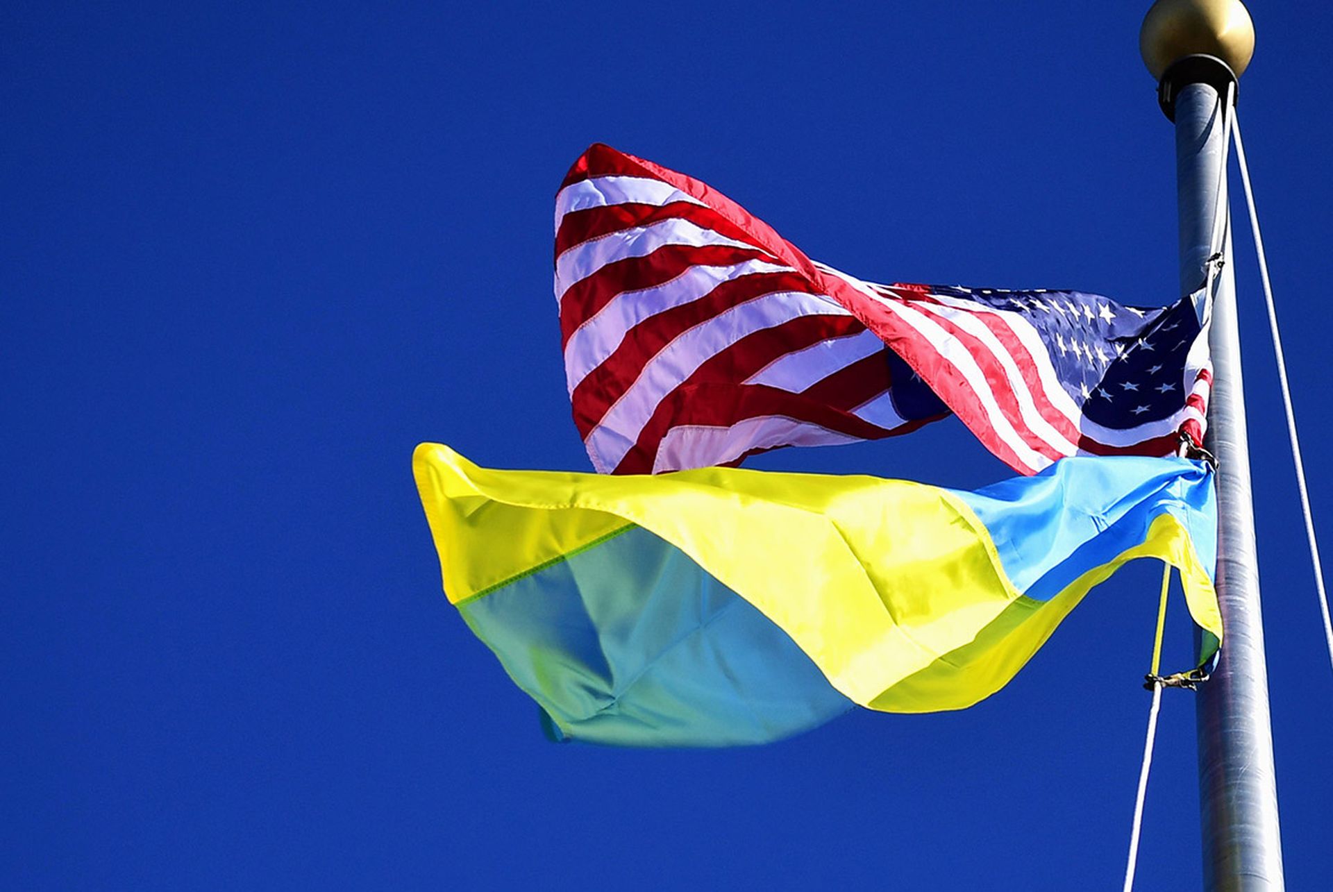 U.S. and Ukraine flag flown in commemoration