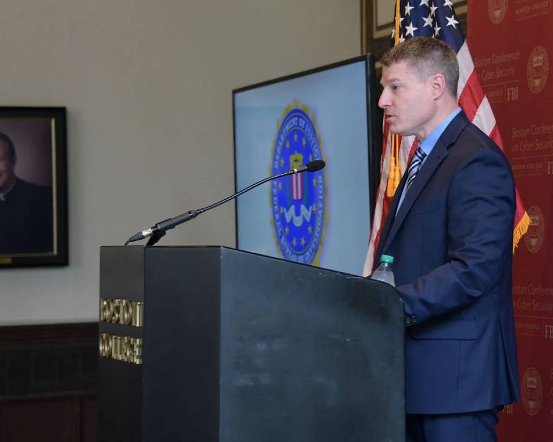 FBI Cyber Division Assistant Director Bryan Vorndran delivers a keynote address at the 2024 Boston Conference on Cyber Security on June 5, 2024. (Credit: FBI)