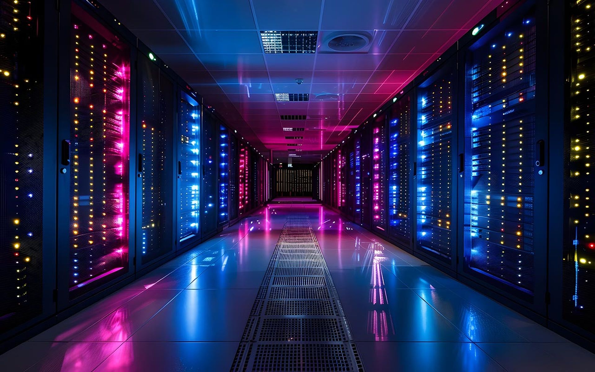 A spotless, well-organized server room houses state-of-the-art IT equipment, emphasizing the cutting-edge technology and connectivity that drives modern businesses. Rows of racks filled with