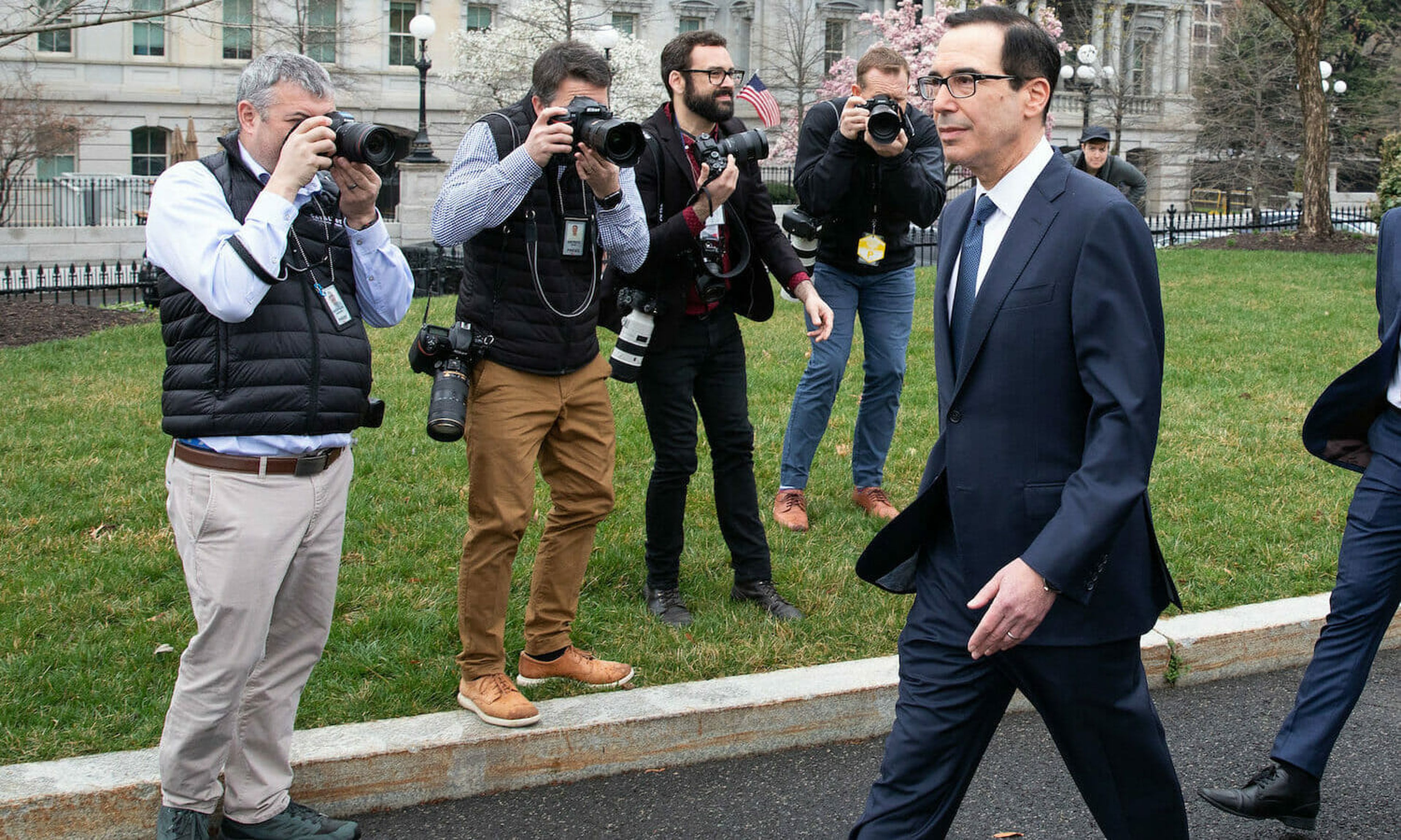 Secretary of the Treasury Steven Mnuchin, March 13, 2020, outside of the West Wing of the White House. (Official White House Photo by Keegan Barber)